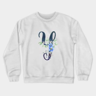 Floral Monogram Y Wild Blue Flowers Crewneck Sweatshirt